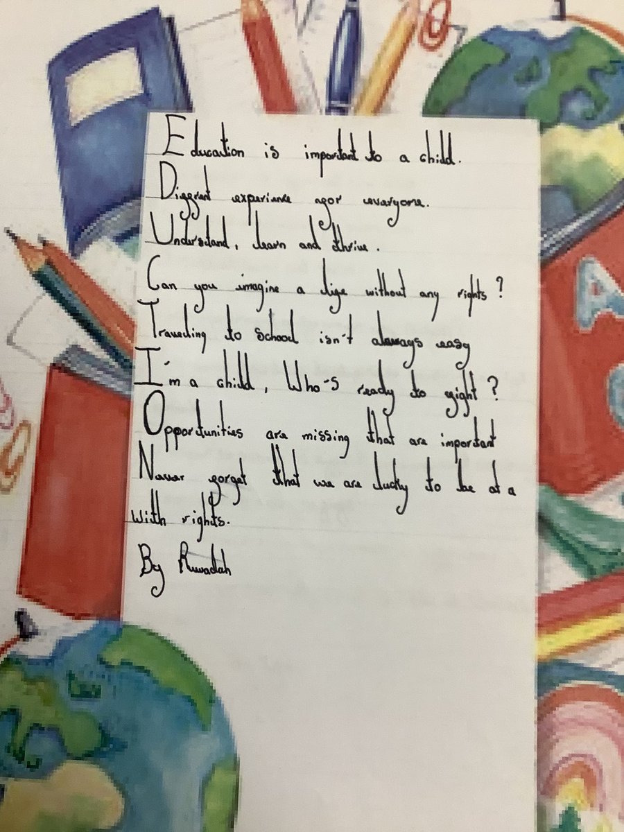 4S have been looking at Article 28 - Access to Education. We talked about what Gaskell is like and compared it to other schools across the world. We then wrote our own acrostic poem. <a href="/GaskellRRSA/">Gaskell Rights Respecting School</a>