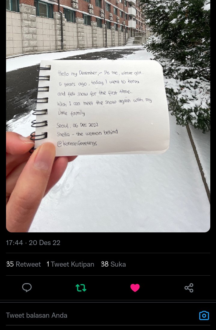 Boecinot7's tweet photo. @koreangreetings Done kak, makasih kak udah adain GA💗 semoga kali ini aku dapet amin. Semoga rezekinya lancar selalu dan berkah, Sehat selalu ya kak🤗⛄
#Giveaway
#koreangreetings 
#wintersnow https://t.co/9ETllqmDJr