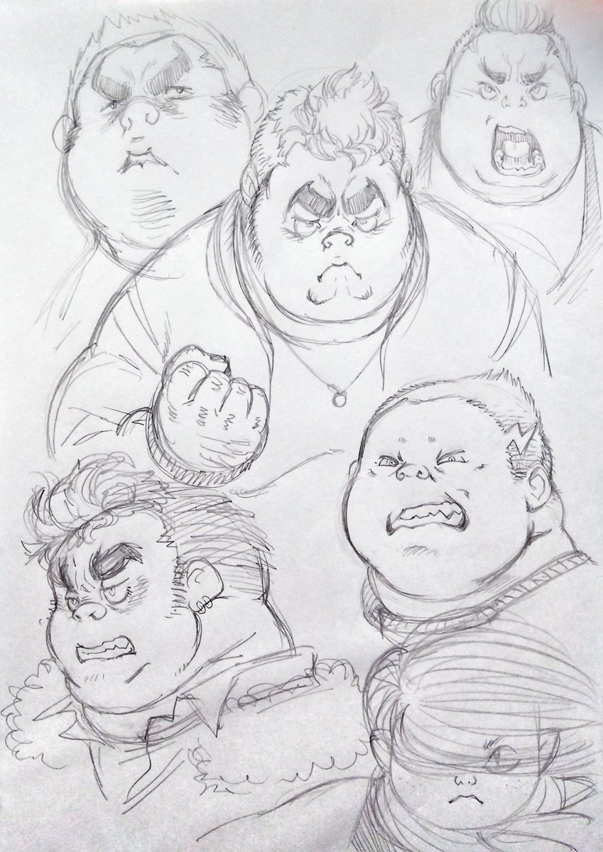 いつもデブ男子上げてる火曜日特別編その1
BIGGYM発行「BOLD13」掲載のヤンキー漫画用のキャラクターラフ。
あくまでも叩き台であり、こちらもあまり掴めなかった頃。 