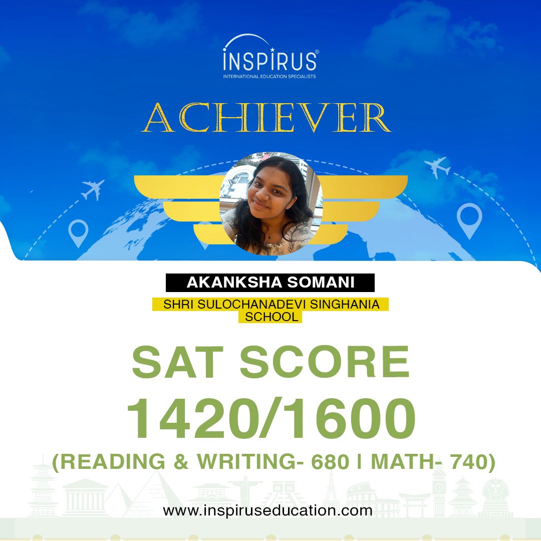 inspirusedu's tweet photo. Congratulations💐to our student Akanksha Somani on scoring 1420/1600 on the SAT Exam.
Get your desired SAT score with Inspirus Education SAT Prep Program.
#satprep #satexam2023 #SATpreparation #SATtest #satclsses #satprepclass #inspiruseducation #inspirus #studyabroad https://t.co/XI2NMt80Oe