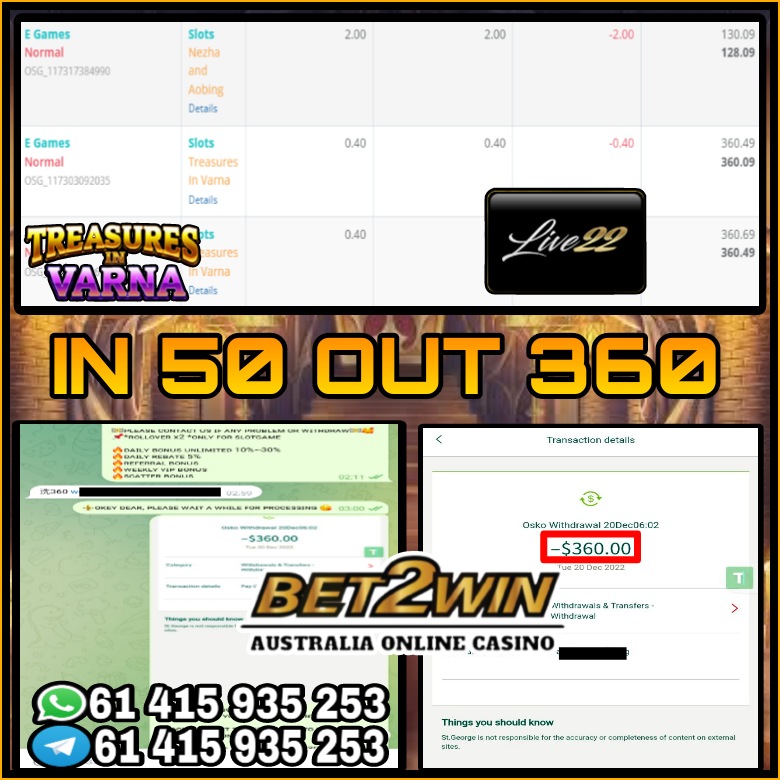 2win_bet's tweet photo. ⚜️Bet2Win Aus Online Casino⚜️

🔮Game Menu
:LIVE22~ TREASURES IN VARNA
 IN
:$50
Withdraw
:$360

Welcome Bonus 100%
Daily Bonus Unlimited 10%~30%

Contact us
:https://t.co/TkZPYlYrOk

#Australia #Australian #GamblingTwitter #onlinecasino #onlinepoker https://t.co/IZ42ecb5Ml