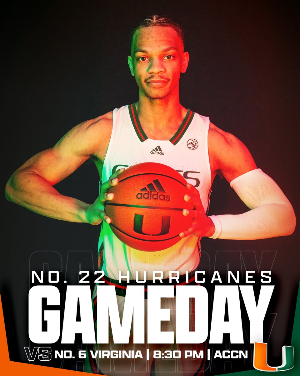 CanesHoops's tweet photo. It's GAMEDAY!!!!
No. 22 Miami 🆚 No. 6 Virginia 
Tonight at 8:30 PM at the Watsco Center

Show up. Show out. 🙌
Get tickets: https://t.co/MDcWnupkin https://t.co/ZoIMxjvUK1