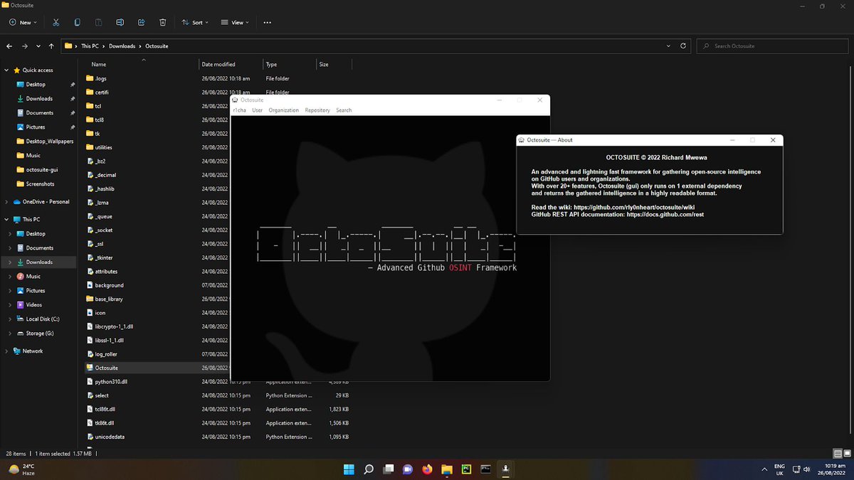 KitPloit's tweet image. Octosuite - Advanced Github OSINT Framework bit.ly/3PDlHEF #Frameworks #GithubAPI #Linux #OsintFramework #OSINTPython