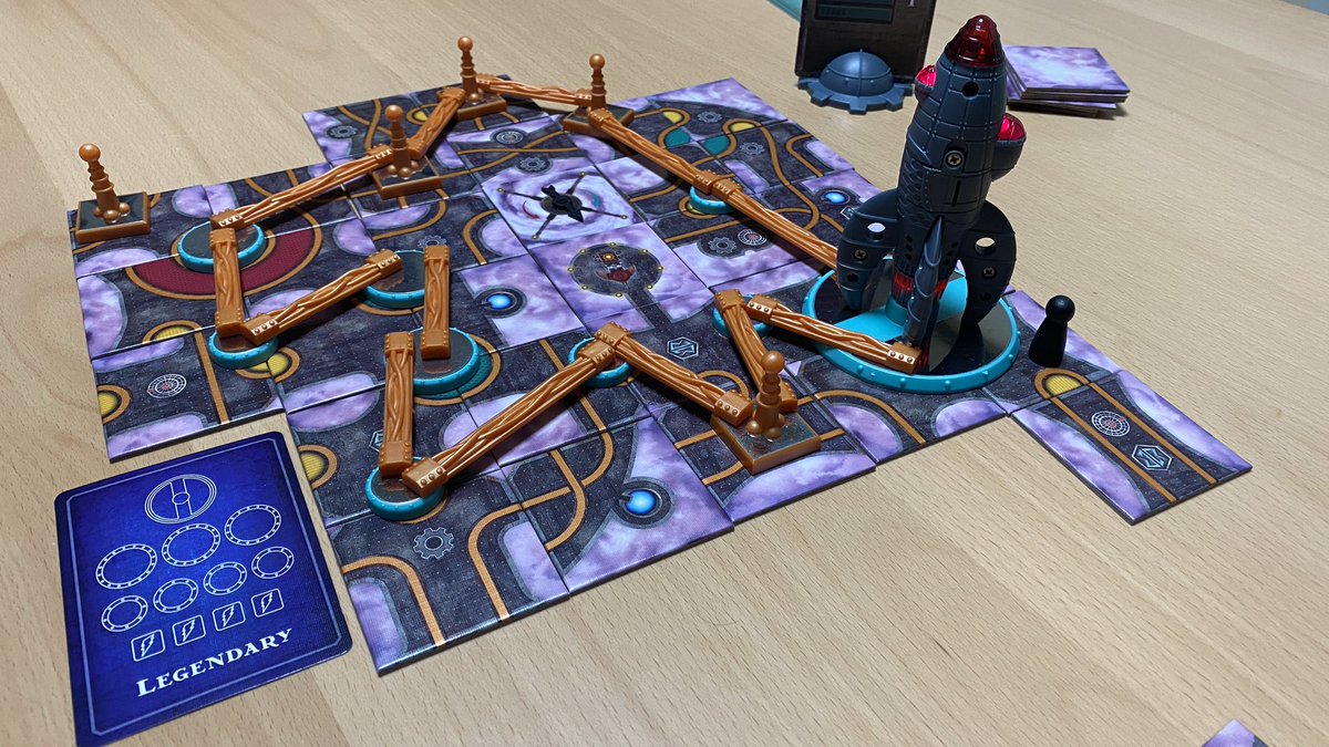 itsAllAboard's tweet photo. Delighted to beat Forbidden Sky on Legendary Level! Man that was tough. Took us about 7 games but then won twice in a row. AND the rocket lit up both times! We’ll make a playthrough video of it soon. Well done @Gamewright on a great, challenging game. #boardgames #forbiddensky https://t.co/Cgc3iJyACS