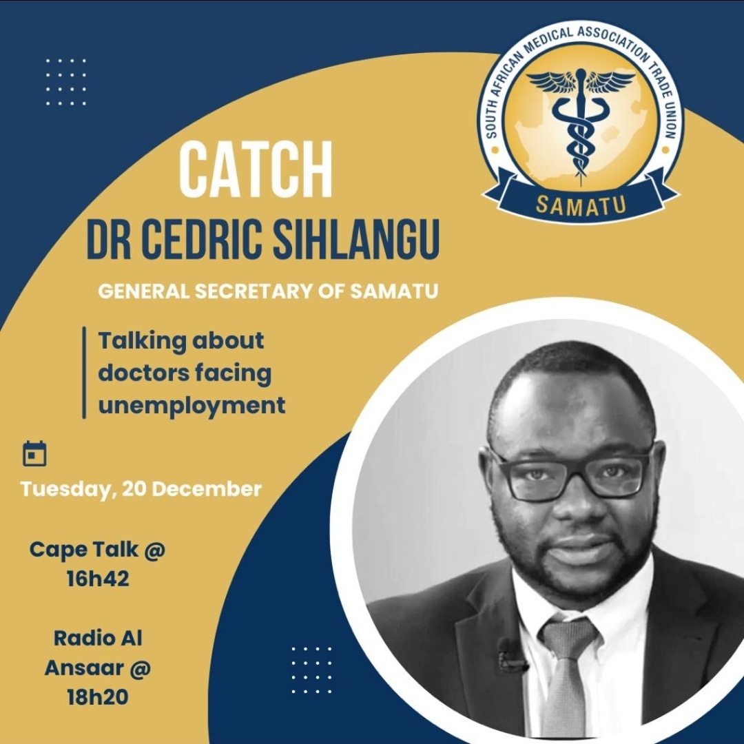 In a country where there is massive shortage of Healthcare workers, we still have doctors who are unemployed.
Tune in for report on progress as we pursue the DoH to employ these doctors.