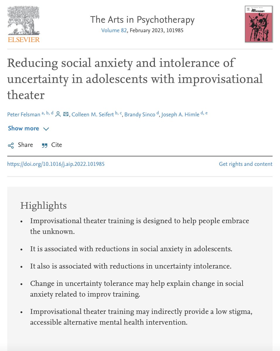 DanielPink's tweet photo. Want to help teens tolerate uncertainty and reduce anxiety?

Teach them improv, says this fascinating new study.

#YesAnd

Link: https://t.co/bEi1qpogv0 https://t.co/OwRa1k5bAz