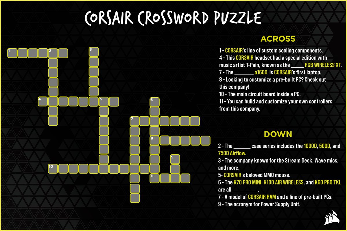 CORSAIR's tweet photo. It's #CrosswordPuzzleDay and we have just the puzzle for you! 🔎 https://t.co/EJff350IE5