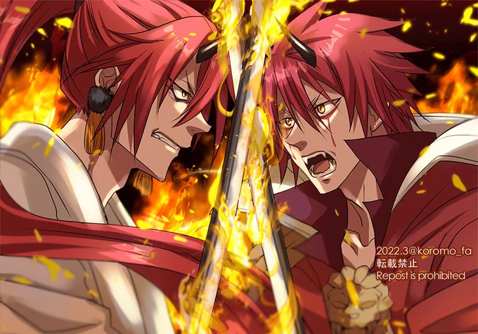 #今年も残りわずかなのでお気に入りの4枚を貼る普通の転スラ絵だとこの4枚。(兄者いきなり敵になってしまうのでは!と思ってた頃のやつ) 