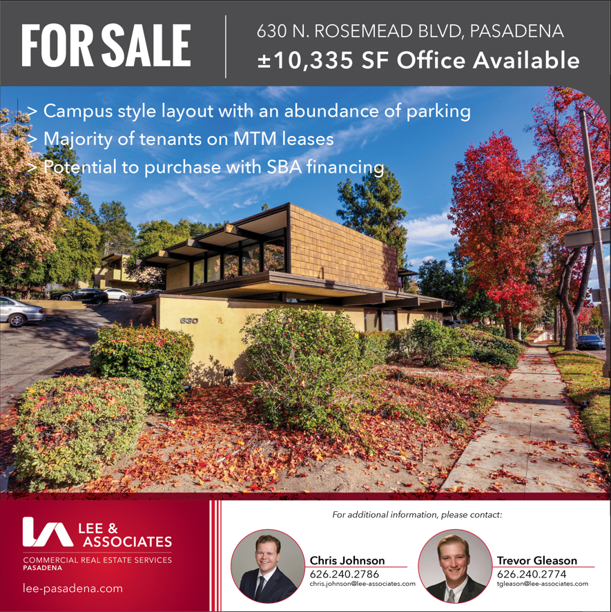 LeePasadena's tweet photo. Lee & Associates - Pasadena has #forsale a 10,335 SF garden style #office for sale at 630 N. Rosemead Blvd in #Pasadena. Designed by architect John Andre Gougeon. Call Chris Johnson & Trevor Gleason.
#leepasadena #leeassociates #leecre #cre #commercialrealestate #realestate https://t.co/5QlOY9Oilq