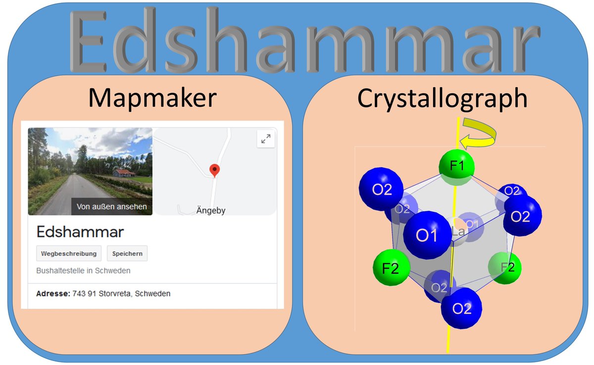 Do you know a #polyhedron named #Edshammar? The Edshammar has 11 corners and looks very nice. But there is also a bus stop in #Sweden with the same name 😁

#xray #crystallography #braggyourpattern #crystalstructure #crystal #PXRD