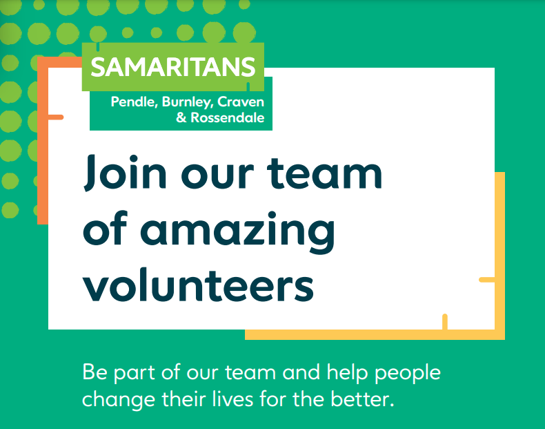 Samaritans of Pendle, Burnley, Craven & Rossendale (@pendlesams) on Twitter photo If you're looking for a new challenge for 2023, get in touch as we are recruiting! Full training and mentoring is provided... find out more at samaritans.org/volunteer or email pendlerecruitment@aol.com If you're looking for a new challenge for 2023, get in touch as we are recruiting! Full training and mentoring is provided... find out more at samaritans.org/volunteer or email pendlerecruitment@aol.com
