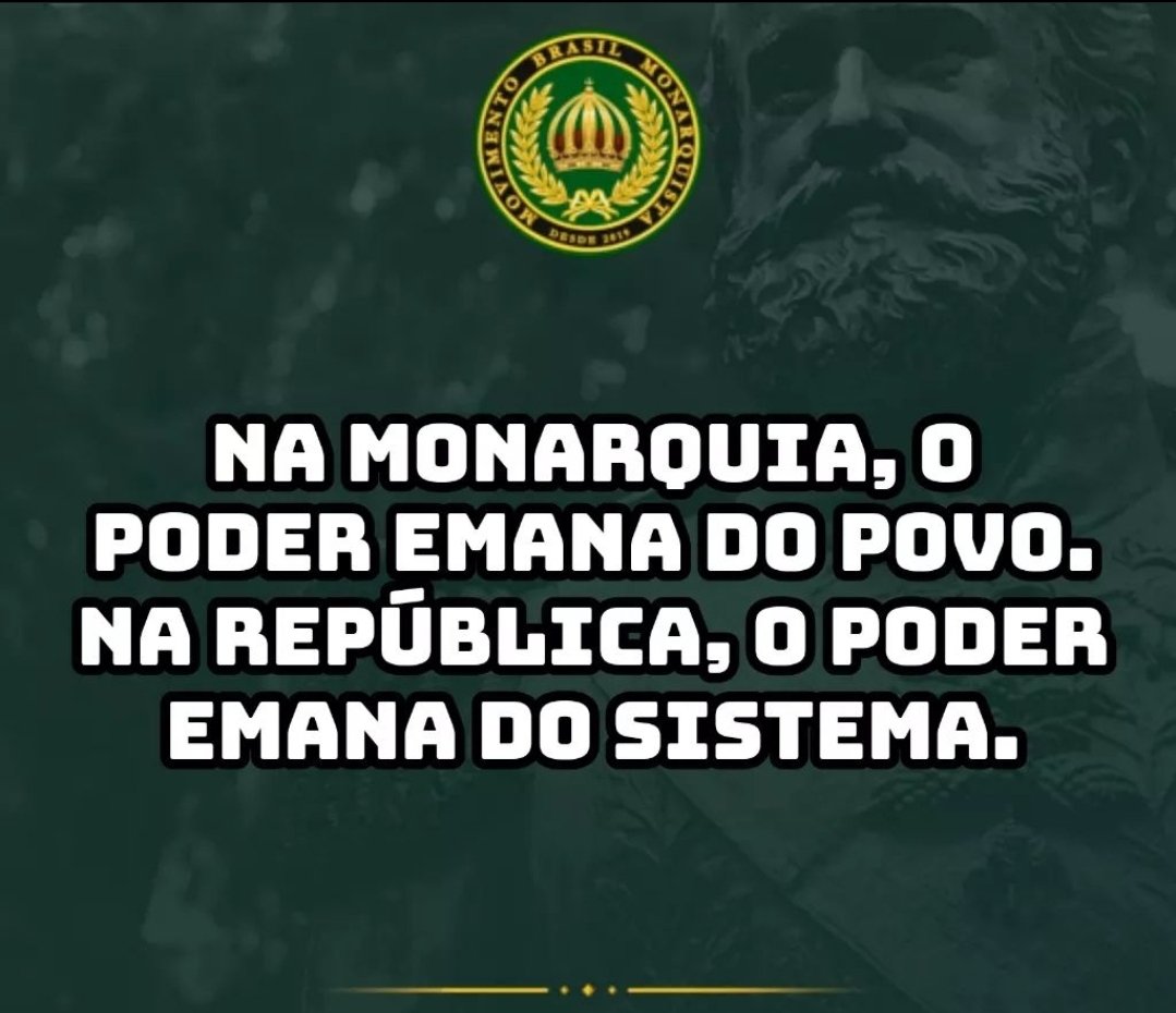 A república faliu e junto consigo vem falindo o país! Ninguém vê esperança nessa república e em seus representantes. O povo tem esperança da monarquia voltar e governar esse país de forma digna e como esse país merece! #Monarquia #monarca #monarch #Monarchie #Brasil