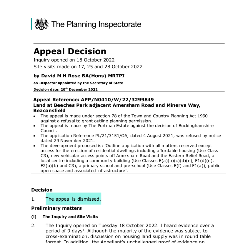 joymorrissey's tweet photo. Fantastic news that the @BucksCouncil decision to refuse permission for the Beeches Park development in Beaconsfield has been upheld at appeal. I've added my very robust objections to those of local residents, Town and Unitary Councillors, thanks to everyone who stood firm! https://t.co/YvbskfqfFK