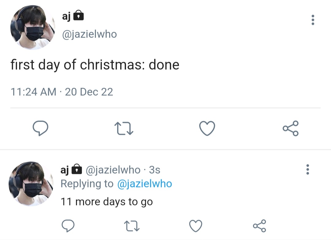 2SUNFICS's tweet photo. twelve days of christmas
a mini #sunsun au wherein...
blake (sh) received a christmas present from an unknown sender— jaziel (sn), and he keeps receiving gifts until the twelfth day of christmas. https://t.co/3edVwwGSru