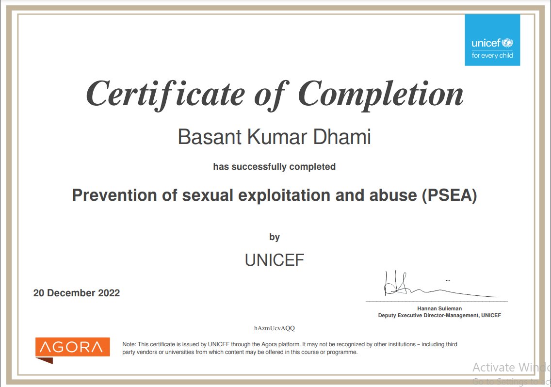 bsntkd07's tweet photo. Online course on "Prevention of sexual exploitation and sexual abuse" and "Child safeguarding training"
#UNICEF #SOCHAI https://t.co/fuySkmfQZv
