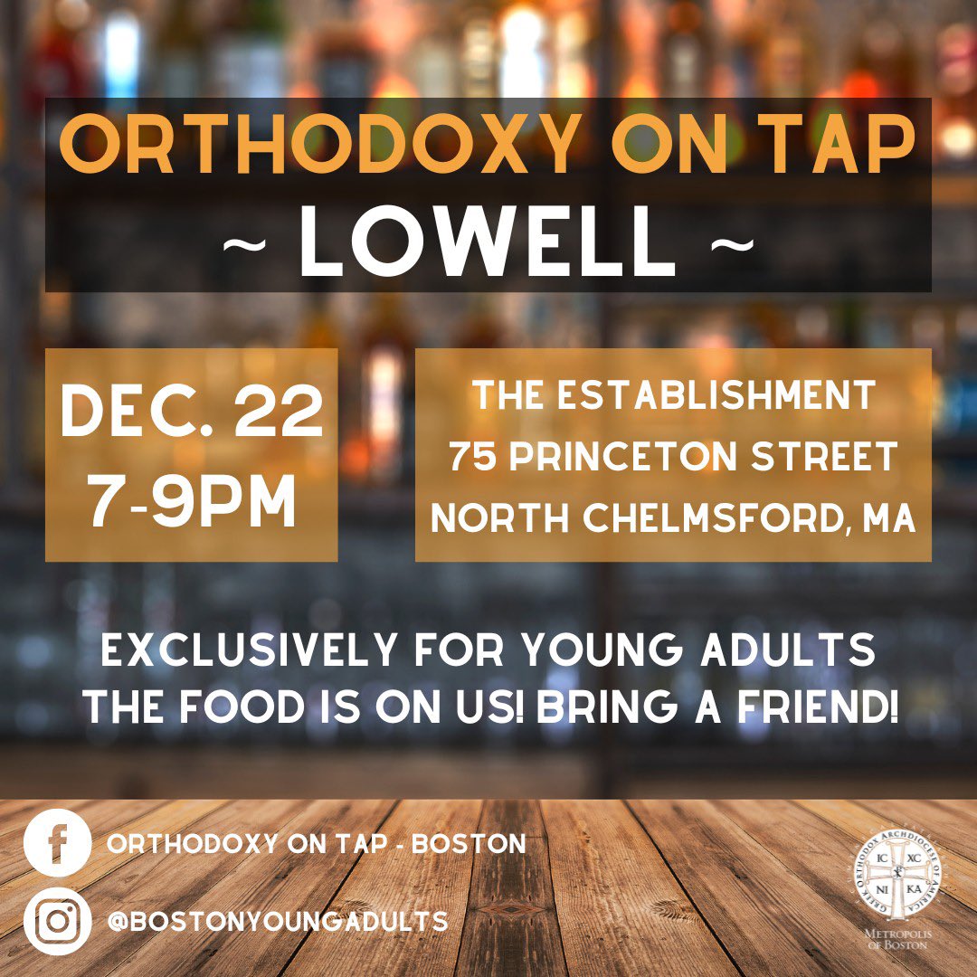 Orthodoxy On Tap Event on 12/22
greekboston.com/event/orthodox…
.
#greekboston #bostongreeks #greeksinboston #orthodoxyontap