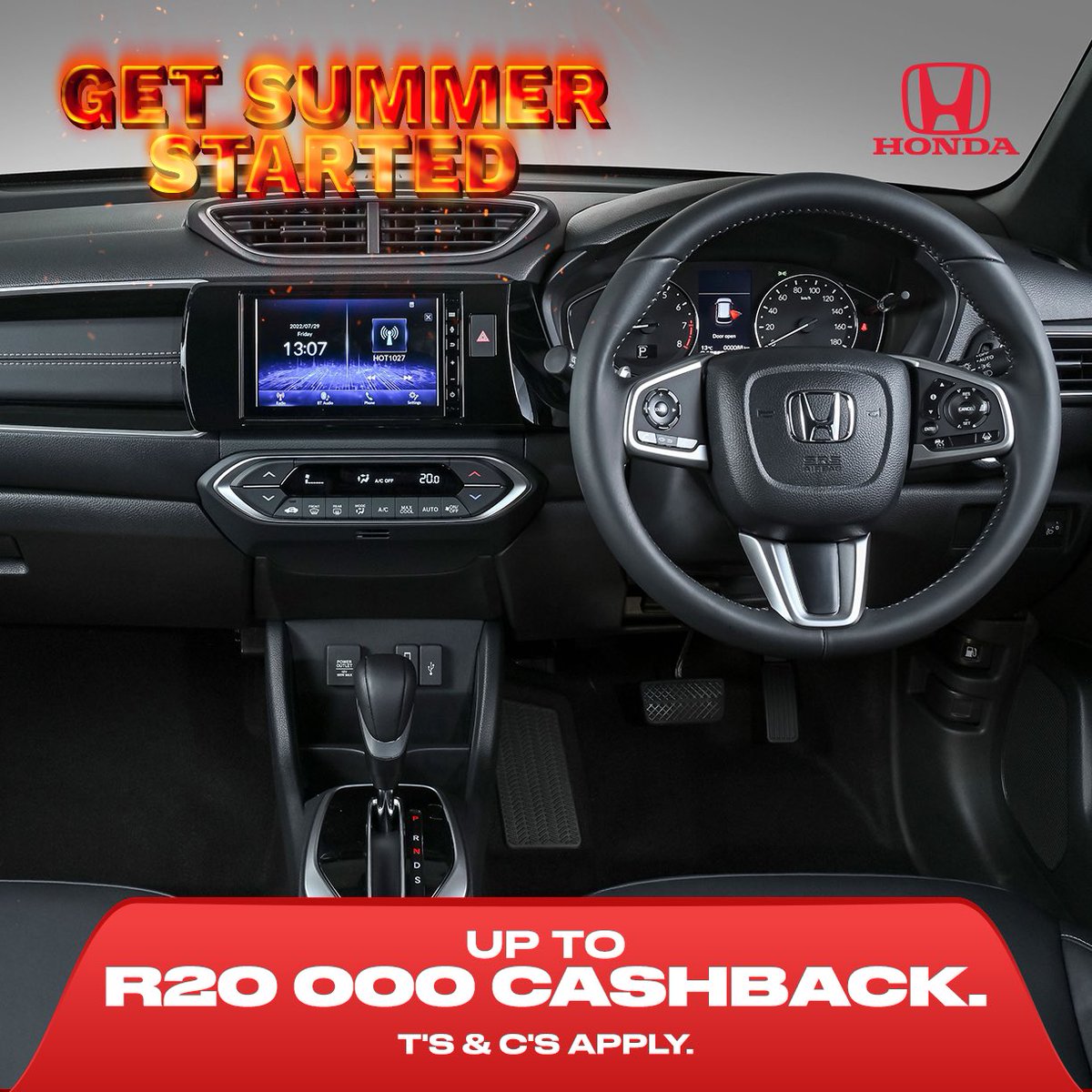 HondaSA's tweet photo. Nothing pairs better with sizzling summer nights than family, friends, & a NEW CAR! With an early buyers special of R20 000 Cashback on our BR-V, celebrate your summer in style.
#HondaSA #GetSummerStarted
Learn More: https://t.co/BDAn6GU9NC https://t.co/5BQsFguEfU