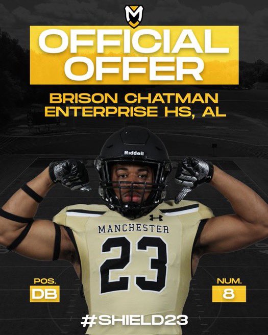 chatman_brison's tweet photo. AGTG!!After a great conversation with @CoachWaltRaines i am blessed to say i have received a(n) ⭕️ffer from Manchester University #gospartans @coachblackmon @FellsWillie @AL7AFootball @EnterpriseHighS @EHS__Football @footballcoachj https://t.co/8WssUdxAdr