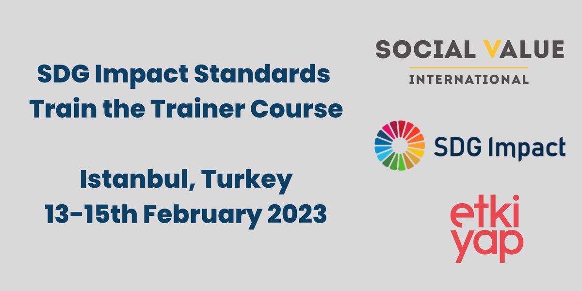Etkiyap is pleased to announce its partnership with @SocialValueInt  and UNDP @SdgImpact  to deliver the first Train the Trainer course exclusively in Istanbul for our network of impact leaders on 13th -15th February 2023 !
#SDGImpactStandards #SDGs  #IMM