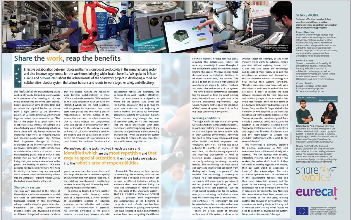 Sharework_EU's tweet image. Check @EU_RESEARCH latest issue explaining the results of the #Sharework project about #human &amp;amp; #robot collaboration #hrc #robotics #manufacturing #fof

ℹ️issuu.com/euresearcher/d…