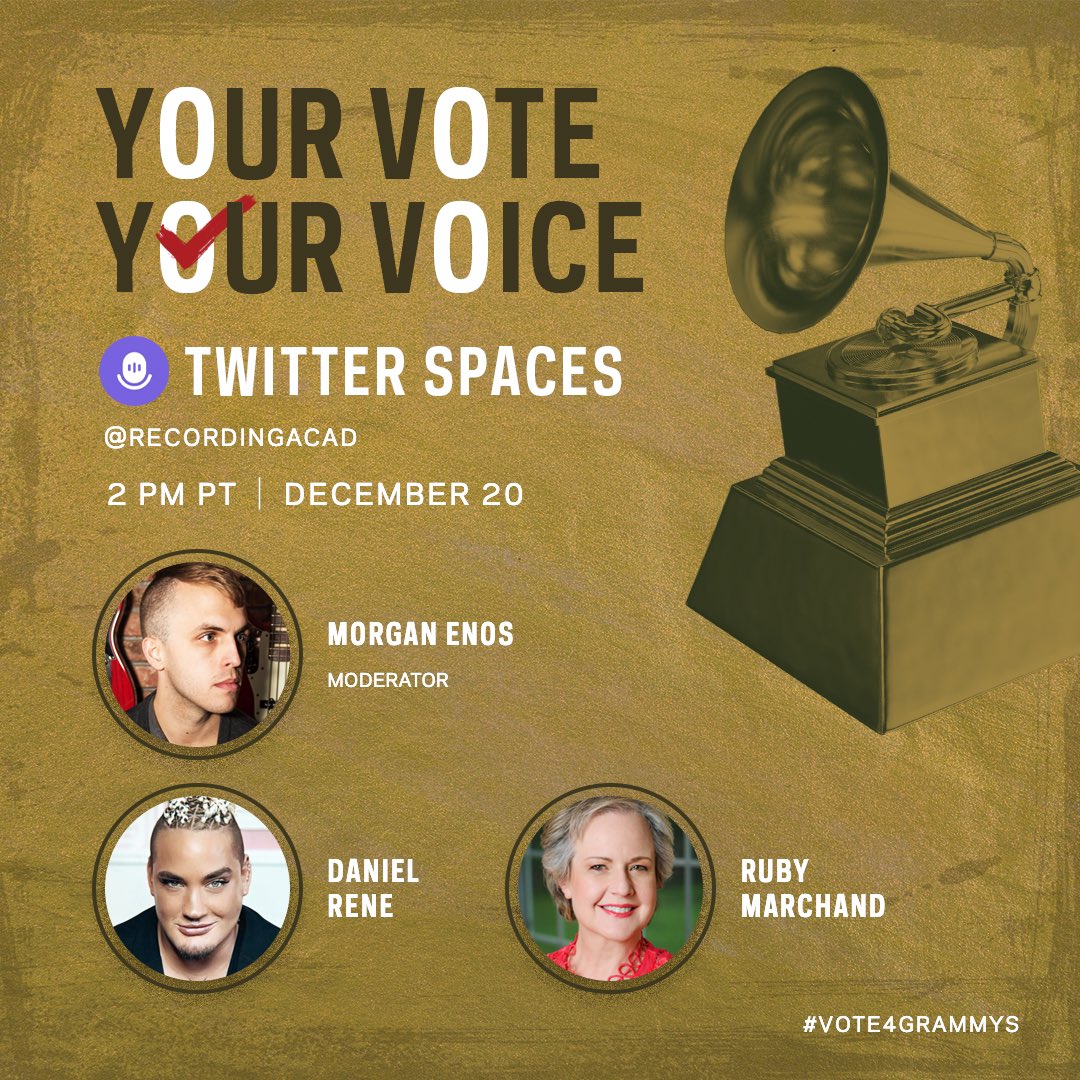 Join us today at 5 pm EST <a href="/RecordingAcad/">GRAMMYS</a>