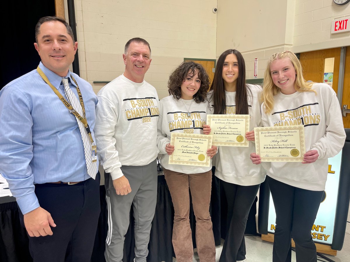 At last night's Board of Education meeting, we recognized the winners of the November Asbury Park Press Student Voices Essay Contest, along with student-athletes from the Cheerleading, Gymnastics, Girls Tennis, and Surf teams! Congratulations to all! <a href="/PointBoroHS/">Point Boro High School</a> <a href="/PPHS_Athletics/">Panther Athletics</a>