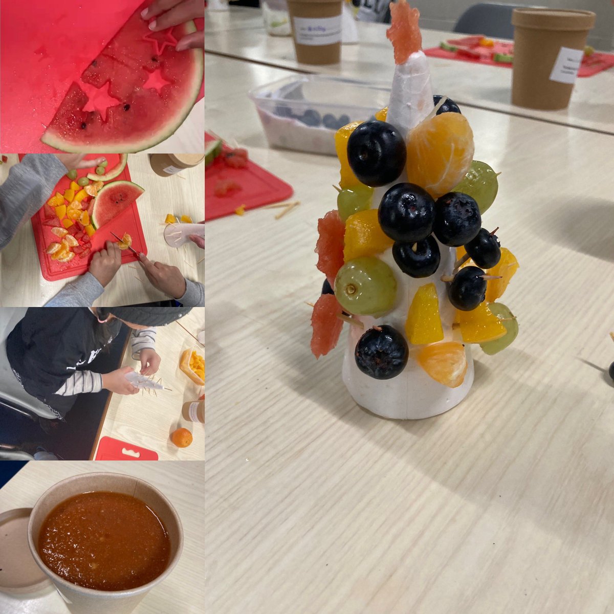 What a fun morning at Brooksbank Xmas Camp making delicious tomato and lentil soup and fruity Xmas trees to support the Strive for 5! message. Lots of creativity going on!! @HAFCalderdale @phunkyfoods #HAF2022 #healthyholidayscalderdale