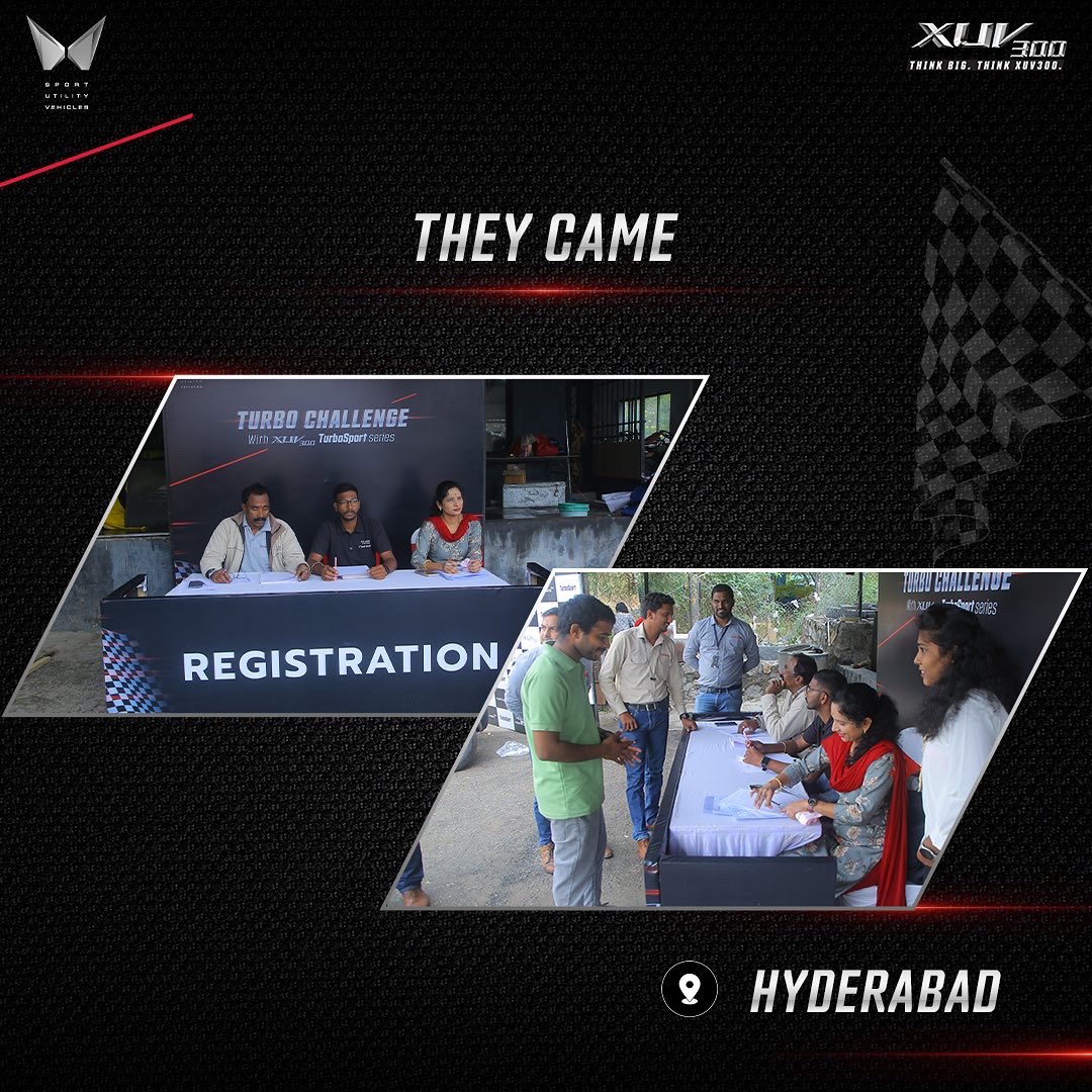 MahindraXUV300's tweet photo. Just one day at the track is enough to get you hooked on action for life. 
Drop a 🔥🔥 if you were a part of the Turbo Challenge in Hyderabad.

#TurboChallenge #XUV300TurboSport #TGDi https://t.co/G0oUU5pwzz