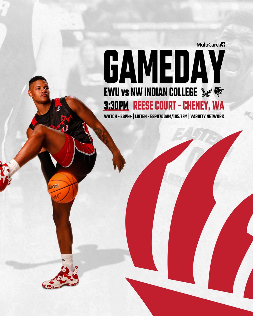 EWU Men's Basketball π (@ewumbb) on Twitter photo The Eagles take the court for their last test before conference play begins!
π Northwest Indian College
β° 3:30 pm PT
ποΈ Reese Court
π» espn.com/espnplus/catalβ¦
π» 700-AM ESPN
π statbroadcast.com/events/statbroβ¦
ποΈ GoEags.com/tickets
π° goeags.com/publications/eβ¦
#GoEags The Eagles take the court for their last test before conference play begins!
π Northwest Indian College
β° 3:30 pm PT
ποΈ Reese Court
π» espn.com/espnplus/catalβ¦
π» 700-AM ESPN
π statbroadcast.com/events/statbroβ¦
ποΈ GoEags.com/tickets
π° goeags.com/publications/eβ¦
#GoEags