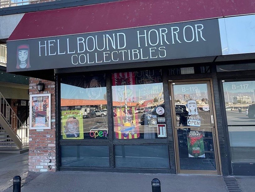 HELLBOUND_HHC's tweet photo. The Macabre is now available at HellBound Horror.This store is super special to us because it was actually a set location IN THE FILM! That’s right! You can buy the film from “Ms. Lu’s shop” from the movie!#horror #themacabre #grimehousefilms  #lasvegas #vegas #dtlv #movies https://t.co/GnzE9la9Xs