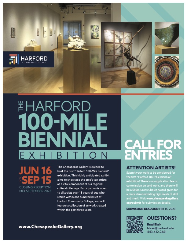 Check out this exhibition opportunity! chesapeakegallery.org/submit

FREE ENTRY. DEADLINE: : FEB 15, 2023