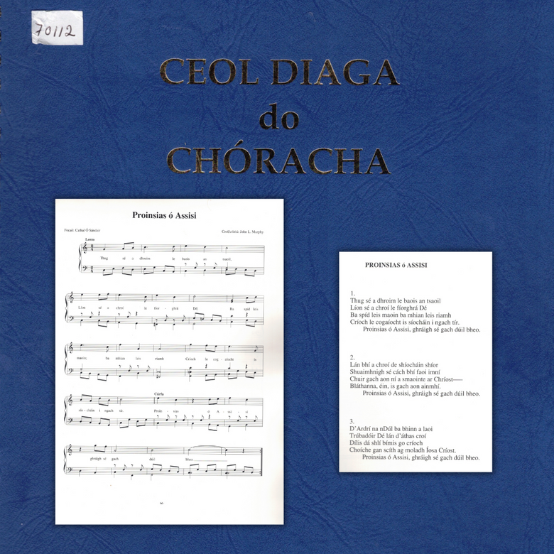COSandair2022's tweet photo. Bhí croí Uí Sh. sa cheol, agus in '93 scríobh sé liricí d’amhrán i gcnuasach ceoil de chuid Chumann Gaelach na hEaglaise. | Ó S. loved music, and in '93 he wrote lyrics for a song in a music collection compiled by the Church of Ireland’s Irish Society.

#cathalosandair2022 https://t.co/gtcGo3ZrPP