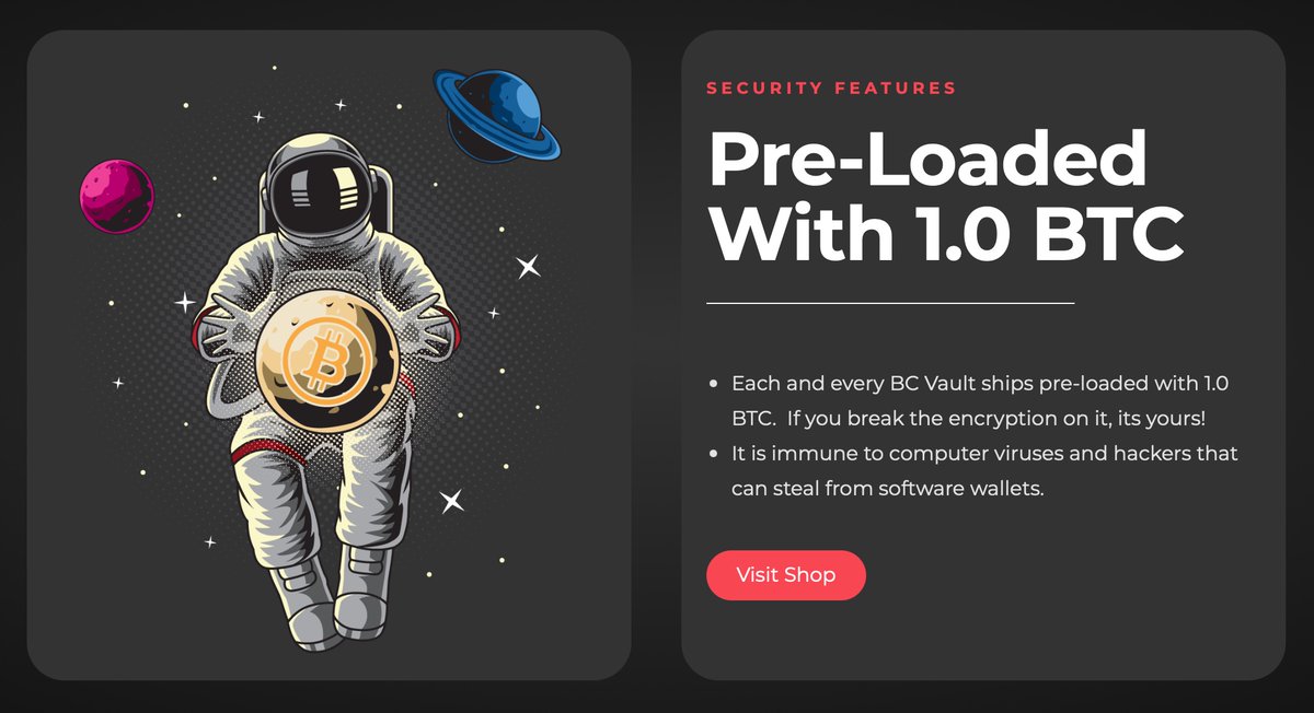 BCVaultOfficial's tweet photo. Why we preload every BC Vault with 1.0 #Bitcoin?
Because we are not cheap with #security. That's why no one could ever breached through our hardware #wallets.
#cryptoworld #cryptocurrency #hardwarewallet #dogecoin #cryptowallets #bitcoinwallet #safebitcoin #cryptoexchanges #ETH https://t.co/P1yR4uxKFB