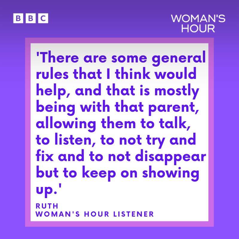 BBCWomansHour's tweet photo. Christmas can be a tough time if you’ve lost someone. 

One of our listeners, Ruth, got in touch to share her tips on how to talk to people who are grieving.

Ruth’s 12-year-old son died earlier this year – here are her tips on what to do and say at this time of year ⬇️