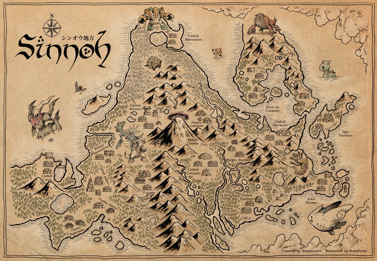 elenafever_'s tweet photo. Los cuatro primeros mapas de Pokémon en una bonita versión de fantasía épica que he traducido ❤️ https://t.co/8GhHwk8l0P