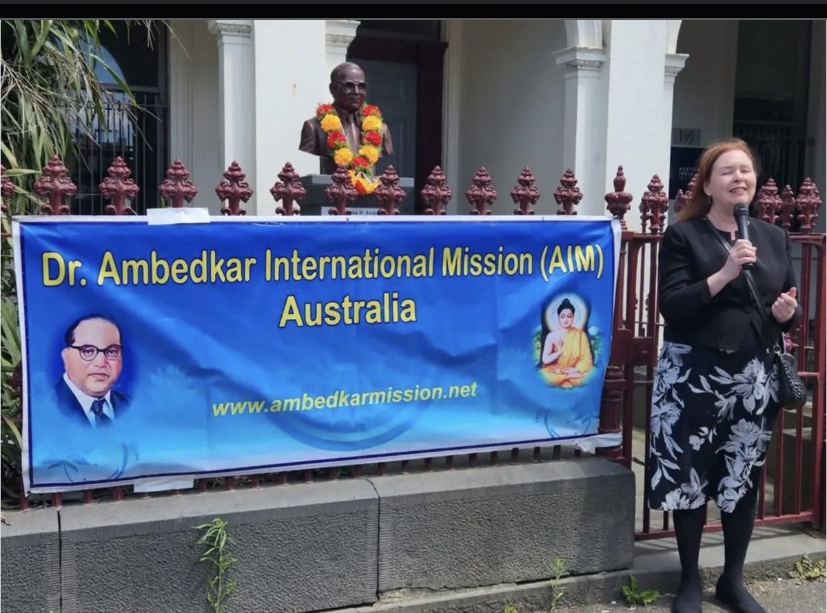 scribe_it's tweet photo. Dr Ambedkar bust inaugurated at University of Melbourne Australia @UniMelb  (17 Dec 22) https://t.co/CWqqCFQBpR