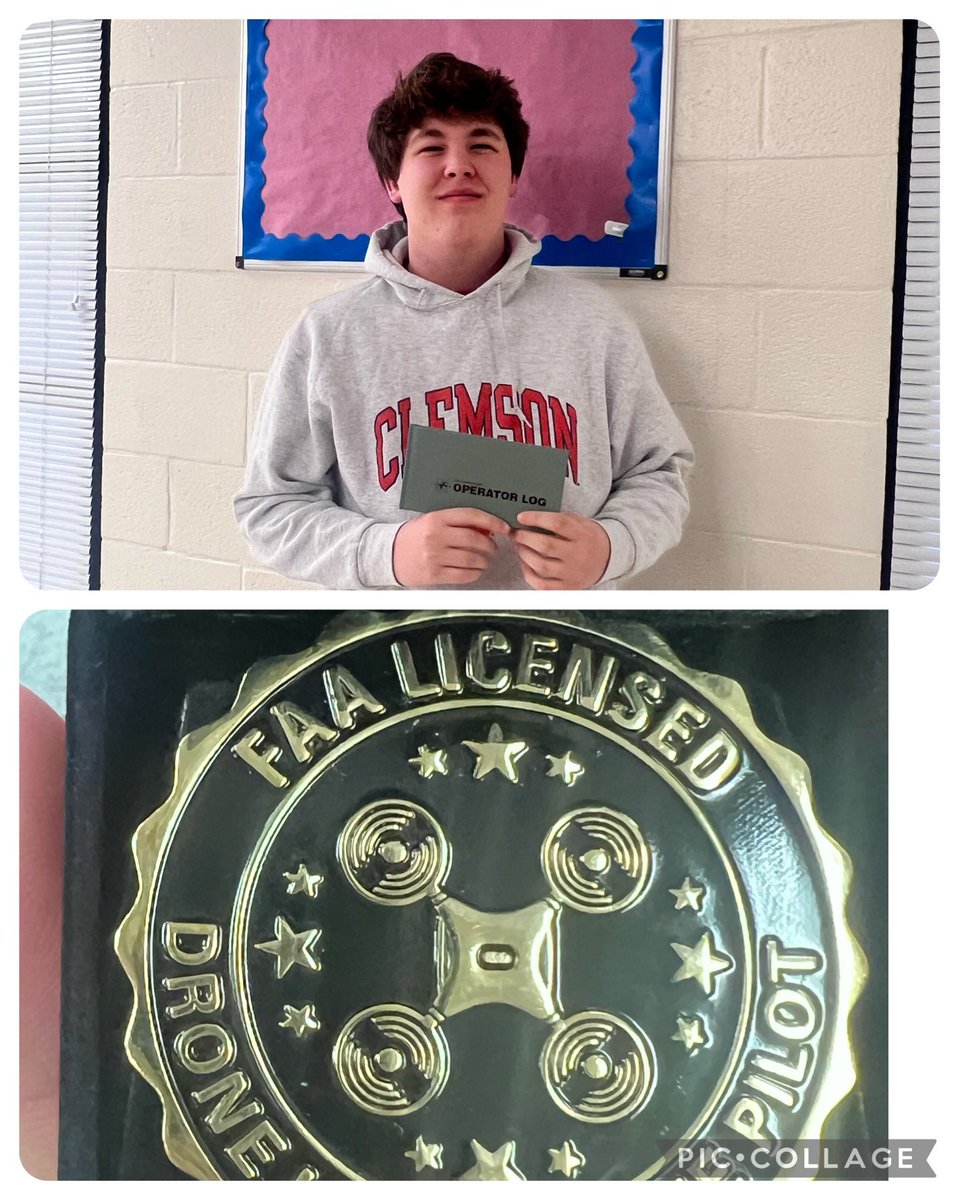 atcrockhillsc's tweet photo. Davis Berry @OzzieAhl2 @RHHSGuidance had the highest score on the test. #CollegeCareerReady #FAAcertified @ainautics #BeartrollionPride level 3 certification. #BrightFuture #FutureEngineer https://t.co/wCttesibRS