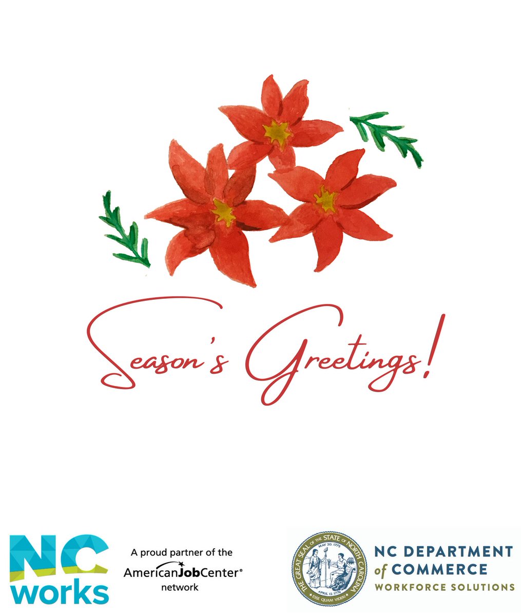 All #NCWorks Career Centers will be closed in observance of the holiday season on December 23, 26 &amp; 27, 2022, as well as on Jan. 2, 2023. Access to NCWorks Online is still available at NCWorks.gov.

Happy Holidays! 
<a href="/ncawdb/">NCAWDB</a> <a href="/NCCommerce/">N.C. Commerce</a>