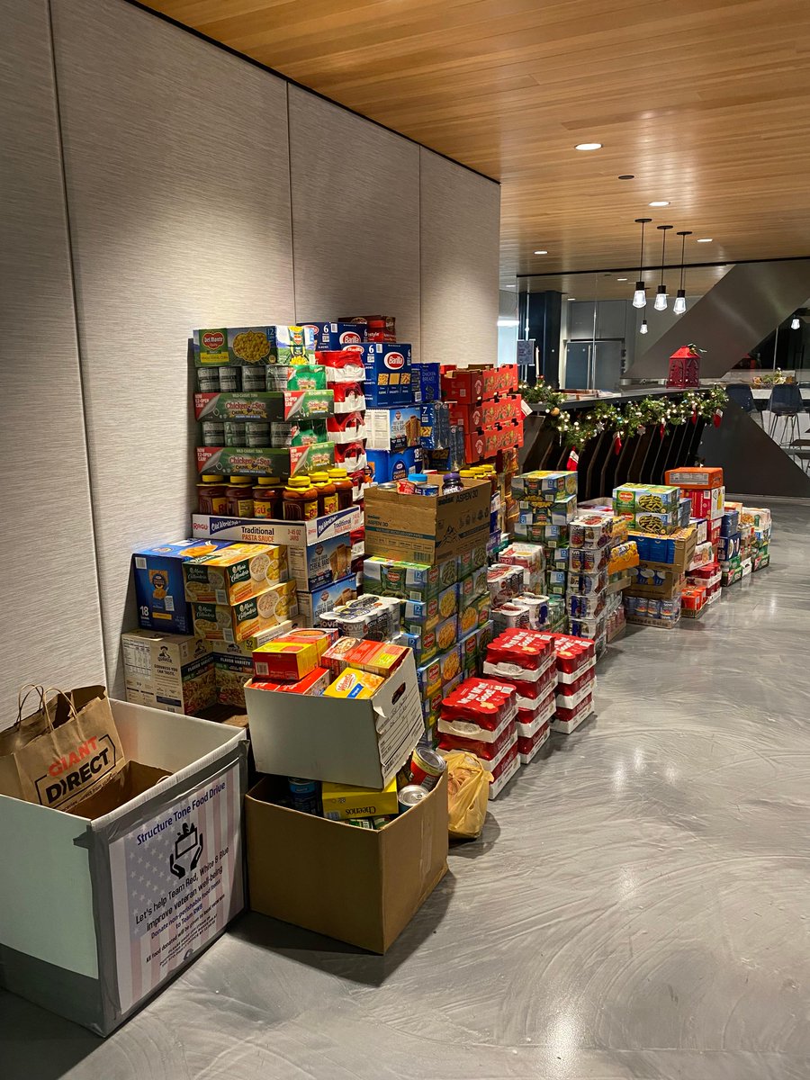 StructureTone's tweet photo. Thanks to everyone at #StructureTonePhiladelphia for contributing to our annual food drive in collaboration with @TeamRWB We couldn't be more proud of our family of companies for continuously making the season brighter for our local veterans in need. #GivingBack #HolidaySeason https://t.co/IHOVYIvenU