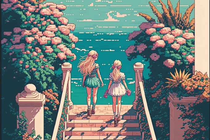 女の子のふたり旅#midjourney 