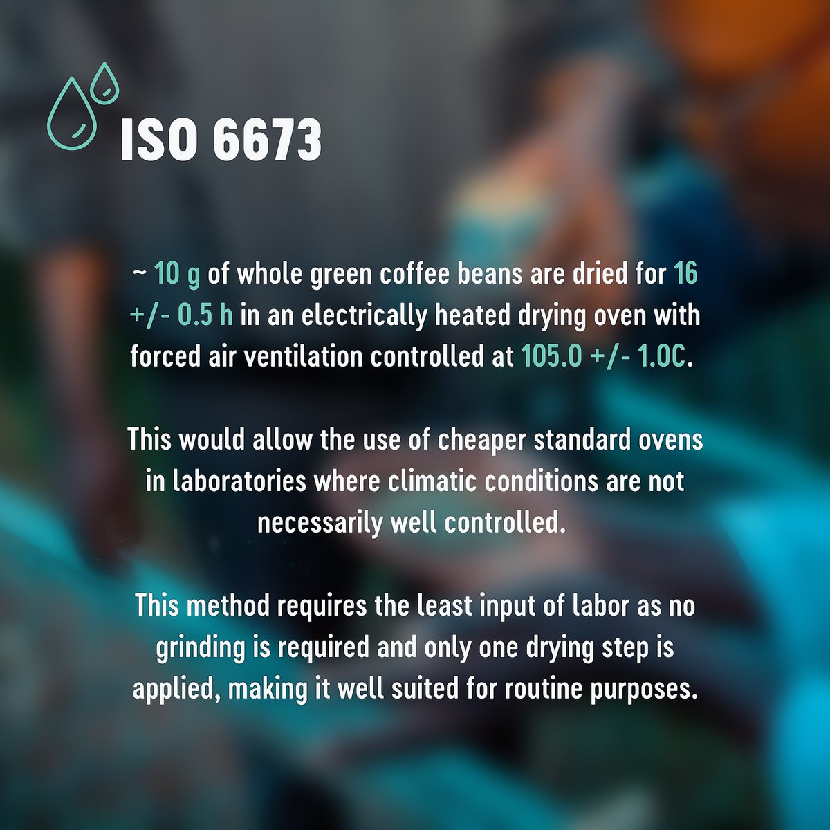 TheCenterCoffee's tweet photo. The International Organization for Standards (ISO) has issued three ISO standards for measuring moisture content in coffee...
💧 ISO 1446
💧 ISO 6673 
💧 ISO 1447
#learnsmart #coffeeeducation #moisturecontent #greencoffee https://t.co/6Ky8WqtrM1
