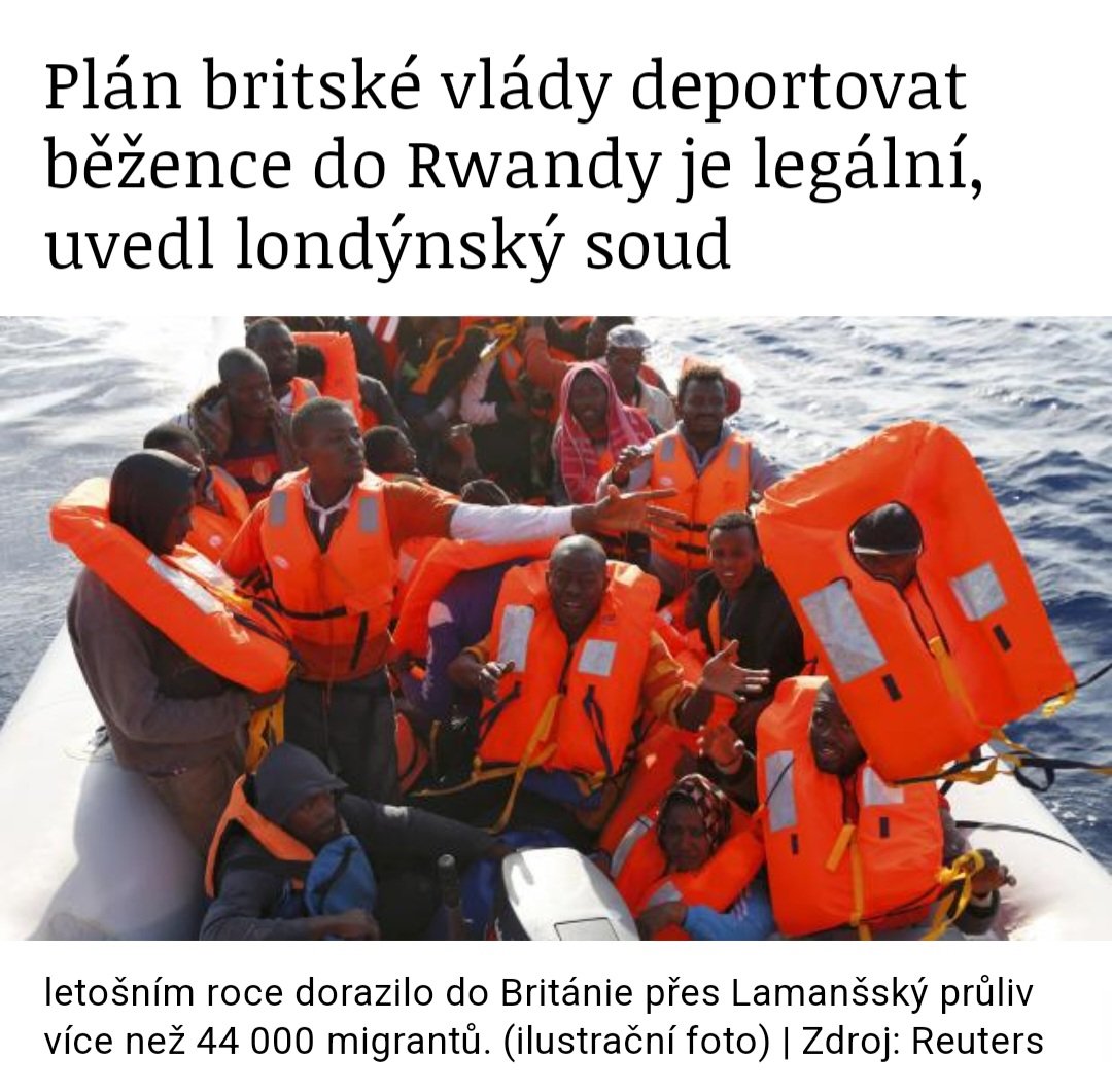 budempak's tweet photo. Britská vláda dostala zelenou pro deportaci uprchlíků do Rwandy. Tenhle amorální a neefektivní plán měl být utopený v Lamanšském průlivu, místo toho se tam topí uprchlíci. https://t.co/6pkxY9LlHJ