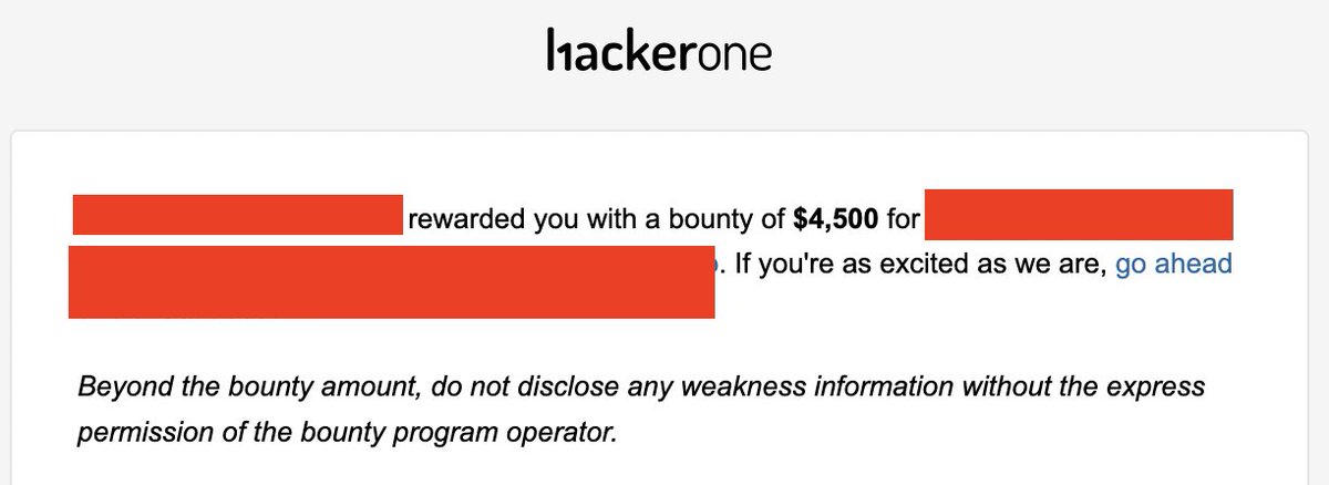 moblig_'s tweet photo. Yay, I was awarded a $4,500 bounty on @Hacker0x01! 
Tip:
Target had a /?back= parameter, but payloads like javascript://alert(1) did not work.
Exploited using the following with URL-encoded ASCII tab characters: 
%09Jav%09ascript:alert(document.domain)
#bugbountytips #bugbounty https://t.co/aYfSe707sR