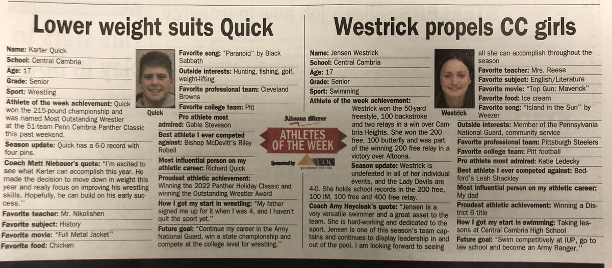 rdubxc's tweet photo. Red Devils x 2 @AltoonaMirrorPA Athlete of the Week!! https://t.co/FKYFAbzQk9
