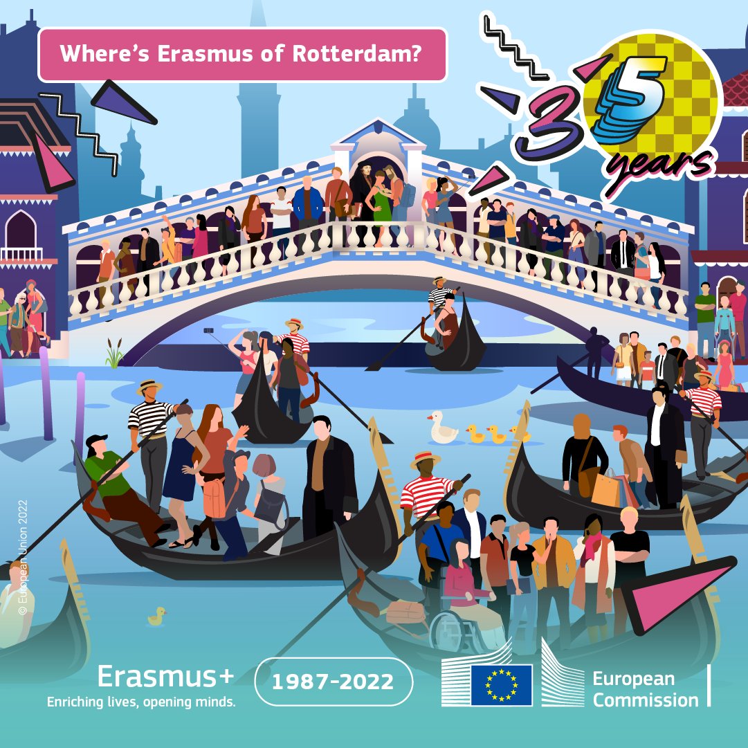 EUErasmusPlus's tweet photo. Join the #WhereIsErasmus challenge for a bit of fun! 🌟

🔎 How quickly can you find Erasmus of Rotterdam in each of these 3 pictures?

⏱️ Start your chronometer 
🎓 Find Erasmus
🏁 Stop the chronometer
🖼️ Swap &amp; start again

Let us know how long it took you!

#ErasmusPlus35Years https://t.co/YC2Zs1wTuL