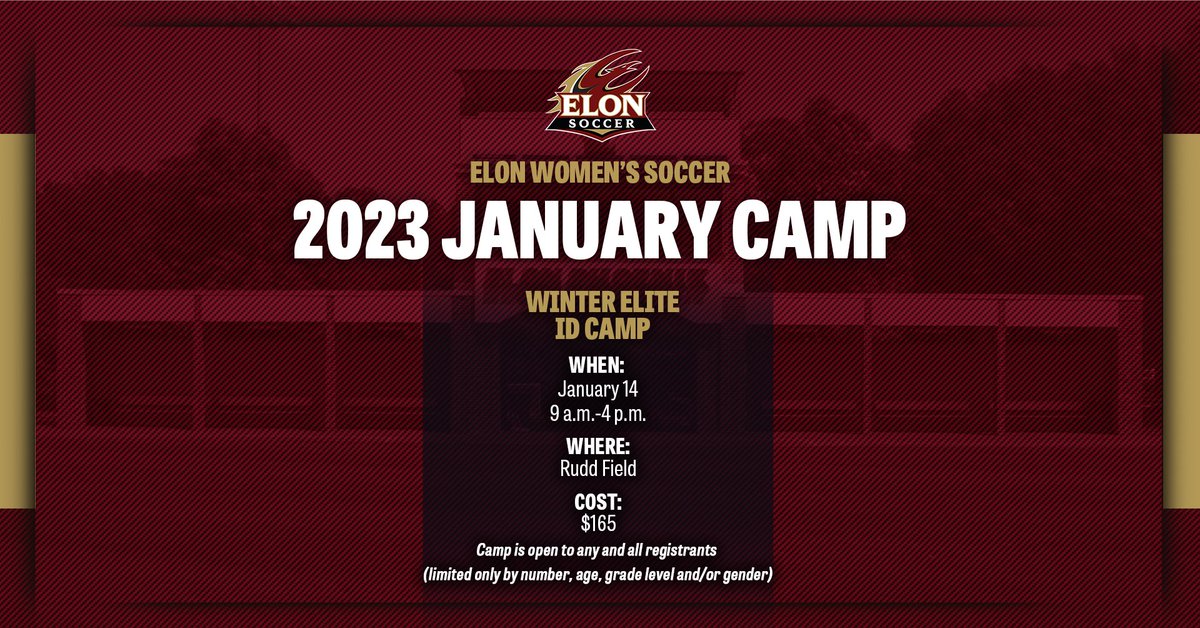 ElonWSoccer's tweet photo. 🚨 Registration is LIVE 🚨
Don't miss your chance to experience a day in the life of an Elon women's soccer player at our Winter Elite ID Camp!
🔗 https://t.co/Brd7wSu3sv
#PhoenixRising | #EUWS https://t.co/8IbpDMMGk3