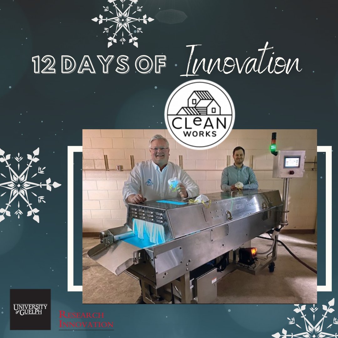 CreatedAtGuelph's tweet photo. Clean Works is a #UofG agricultural innovator and became a healthcare hero during the pandemic. Their waterless UV light, ozone and peroxide disinfection system for cleaning fruits and vegetables was reimagined for sanitizing masks and PPE. #12DaysOfInnovation #CreatedAtGuelph https://t.co/t71dVcxA0q