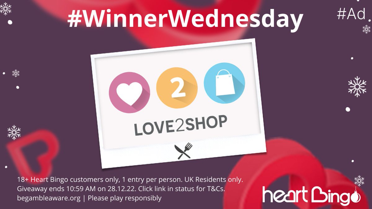 HeartBingo's tweet photo. #WinnerWednesday is here and we have a bunch of Love2Shop vouchers to give away! 🎁 Fancy getting involved? Here's how:

1. Like, Retweet &amp; tag a friend 
2. Winners picked 28th December.. Good Luck!

Full T&amp;C's can be found here: https://t.co/MGbVUt1d7B https://t.co/rIEFGVlqZk