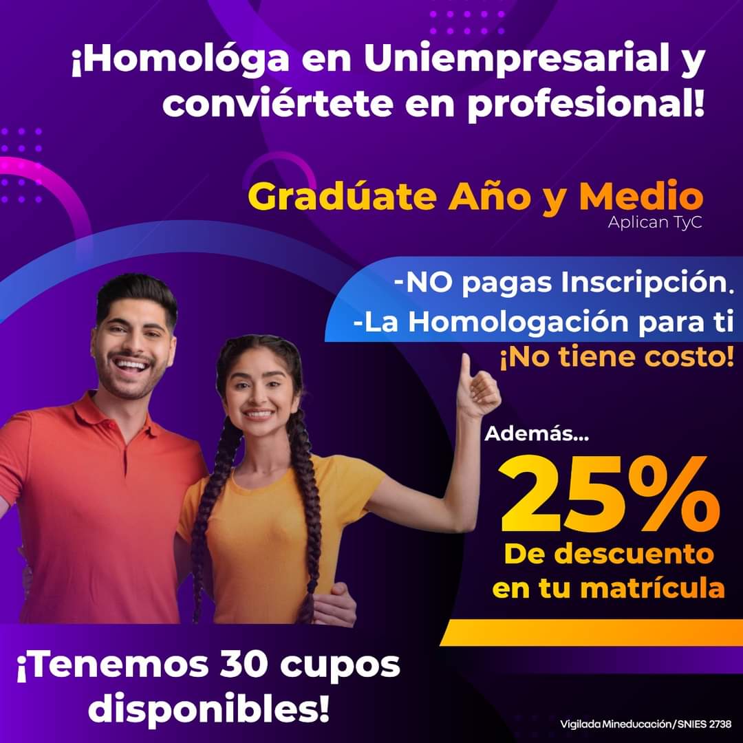 ☝Si eres egresado SENA esta es tu oportunidad: Con el Modelo Dual Alemán de UNIEMPRESARIAL homologa tus estudios y conviértete en profesional en corto tiempo, además obtienes una beca del 25% durante toda la carrera😏.

#Uniempresarial
#SomosDual 
#Bogotá