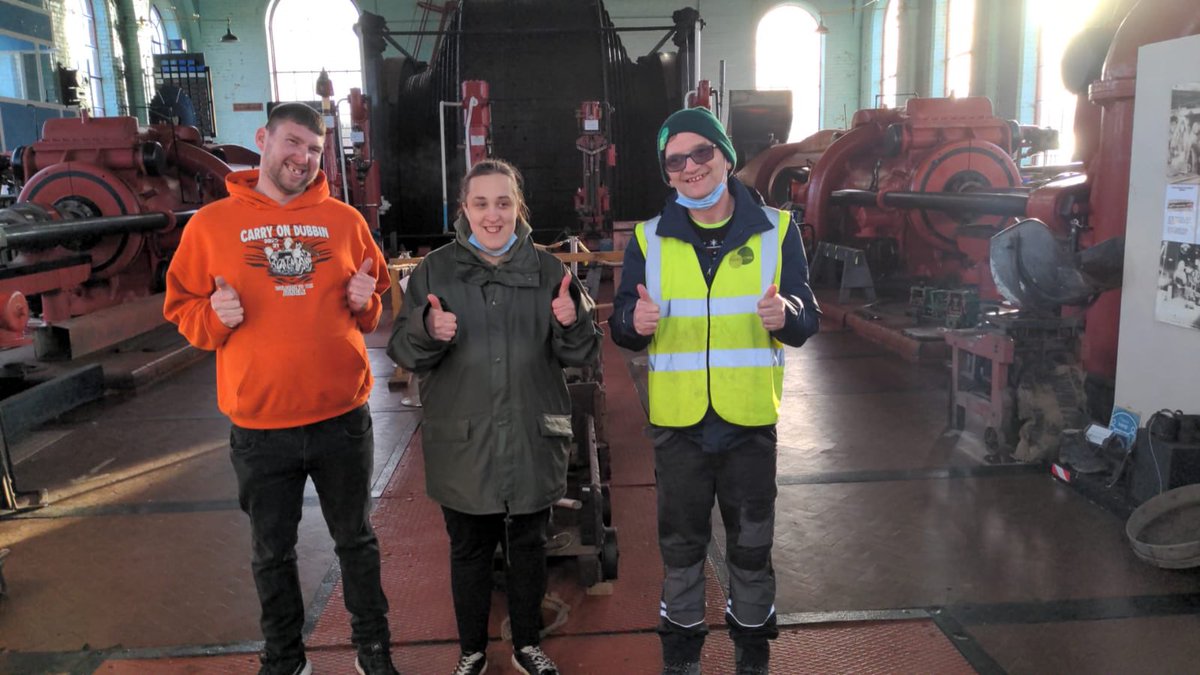 GreenCrew1's tweet photo. The crew @mining_museum taking a break in the engine room. https://t.co/BCGj6ZA670